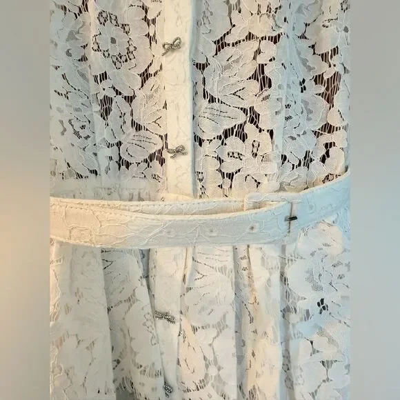 NWOT Self-Portrait WHITE LACE PEPLUM MIDI DRESS, size US4 - Picture 12 of 16